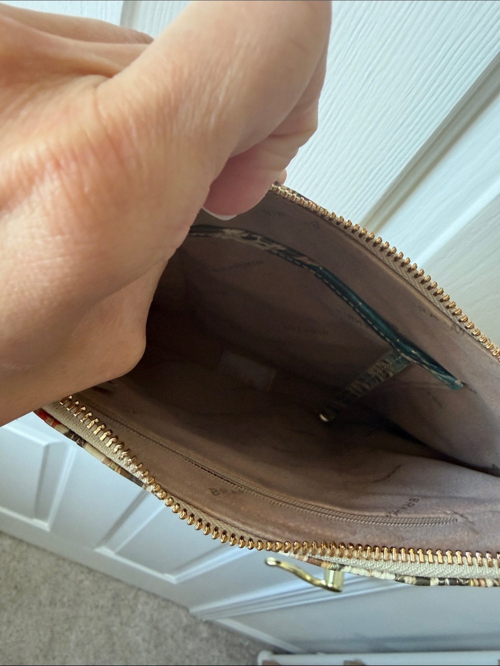 Brahmin Multicolor Palm-Print Crossbody in Beige, Teal, Green, Red - Picture 4 of 4